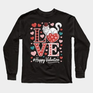 LOVE Happy Valentine British Longhair Cat Valentine's Hat Long Sleeve T-Shirt